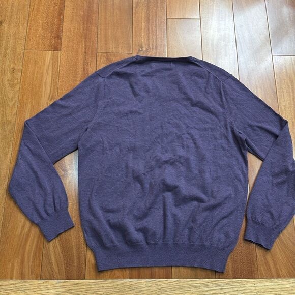 J Crew Sweater Mens Pullover Purple Cotton Cashmere Preppy Casual Adult L - Picture 6 of 9